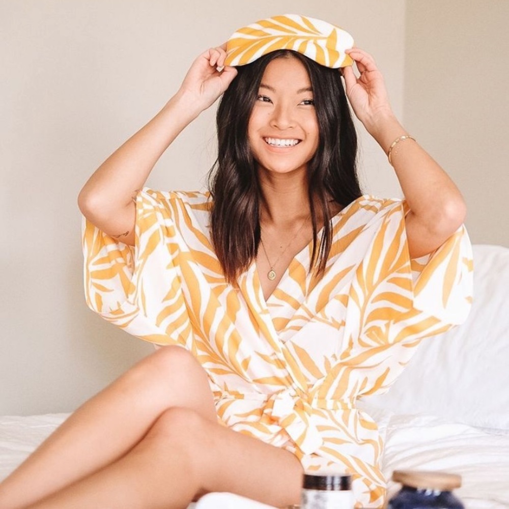 Beachly Palm Print Kimono and Sleep Mask